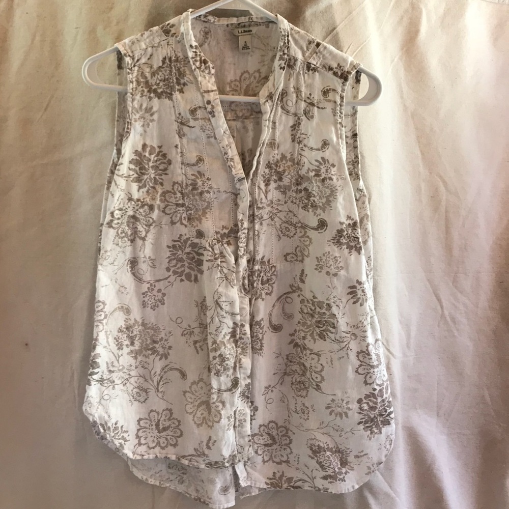 LL Bean Sleeveless Linen Shirt
